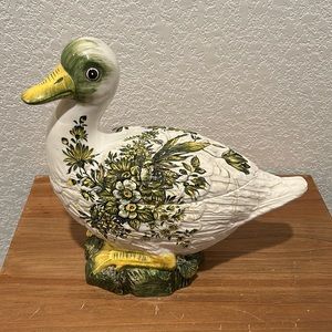 Vtg Old Venezia  Duck Floral Hand Painted Signed, Made in Italy